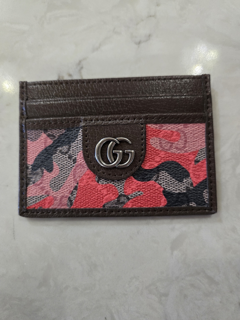 Gucci Red & Pink Camouflage Card Case